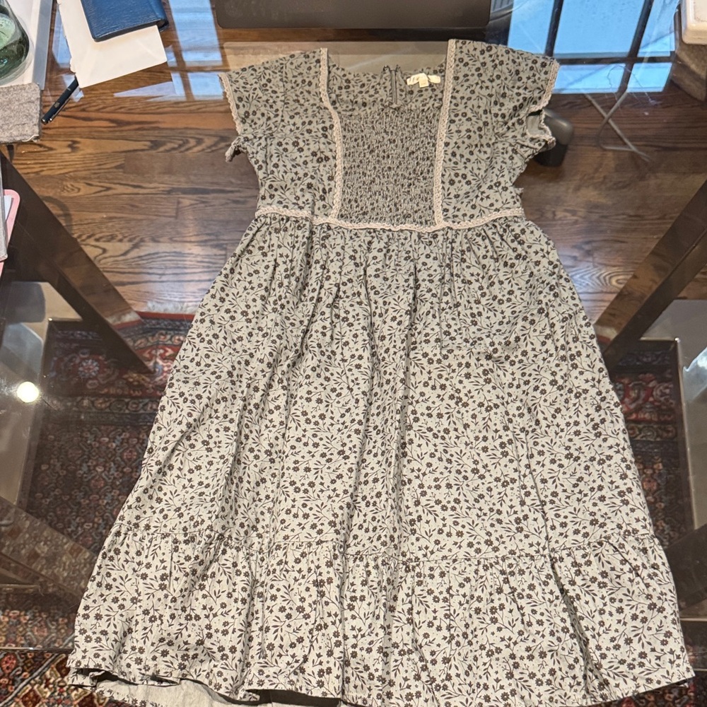 Rylee + Cru Gray Floral Kids Dress